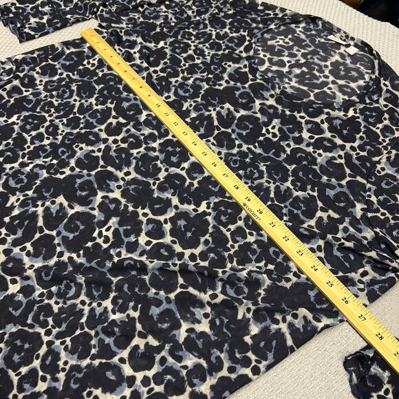 Logo Layers Top Womens 4x Blue Animal Print 3/4 Sleeve Sheer Tunic Lightweight - Picture 7 of 8